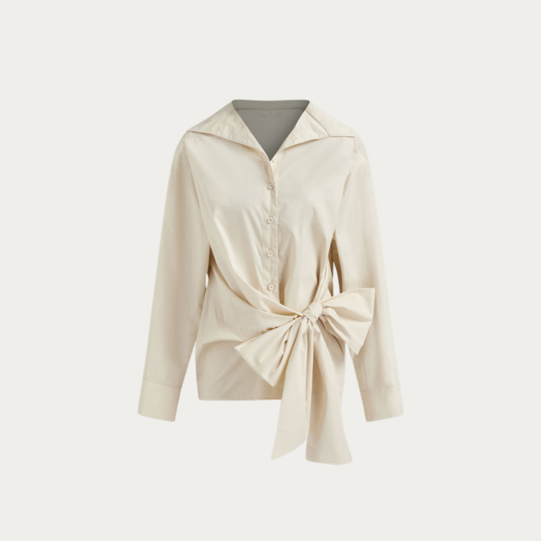 Waist Bow Poplin Shirt