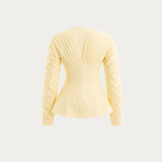 Structured Cream Cotton Shirt with Defined Shoulders