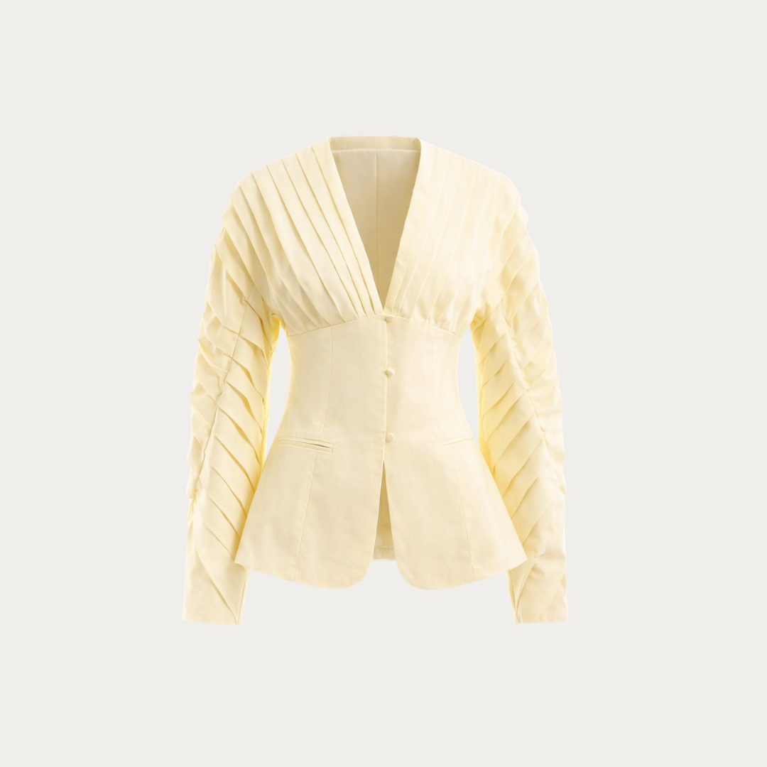 Structured Cream Cotton Shirt with Defined Shoulders
