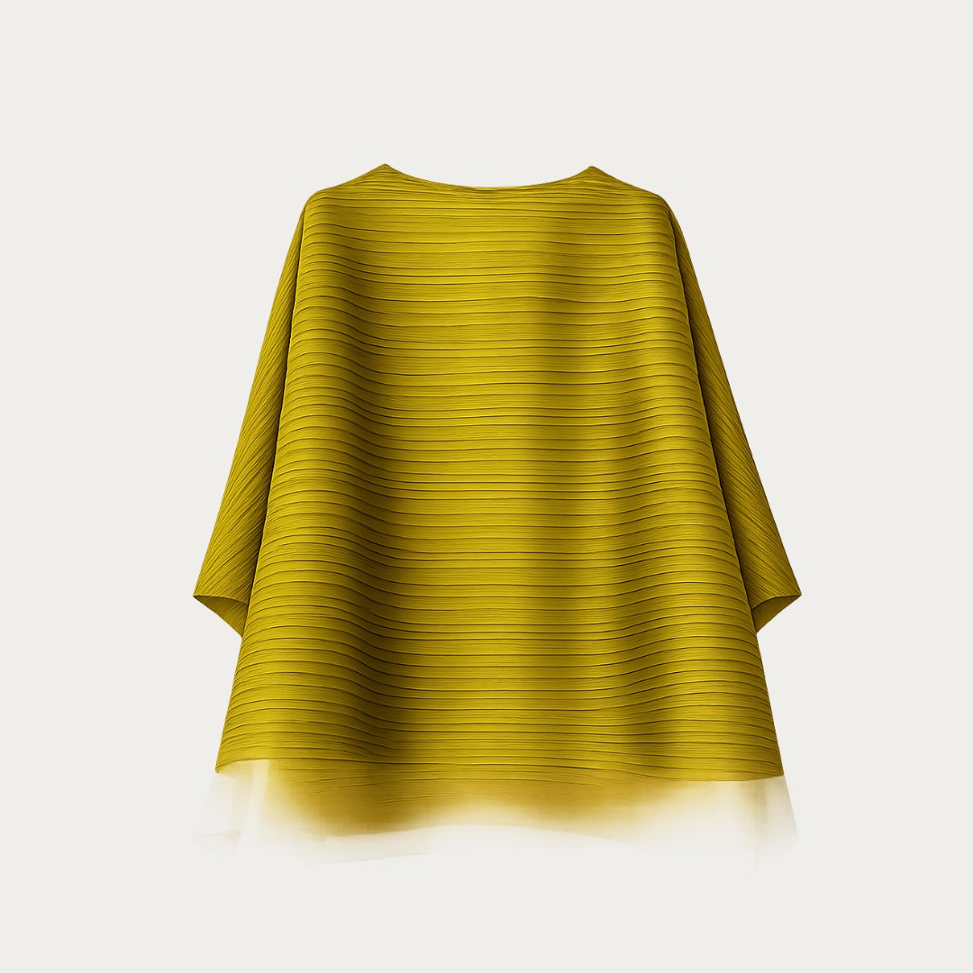 The Citrine Plissé: Architectural Boxy Blouse