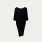 The Noir Plissé Sculptural Midi Dress