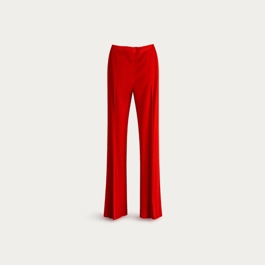 The Crimson Plissé Wide-Leg Trouser