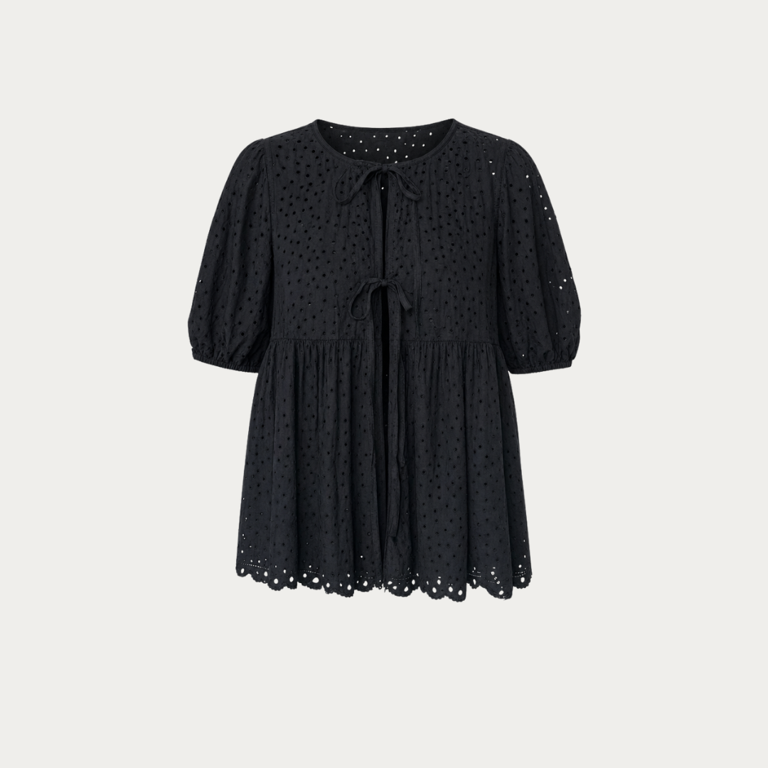 San Gallo Bow Blouse – Black
