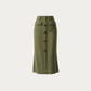 The Esme Ribbed Knit Pencil Skirt in Earthy Olive