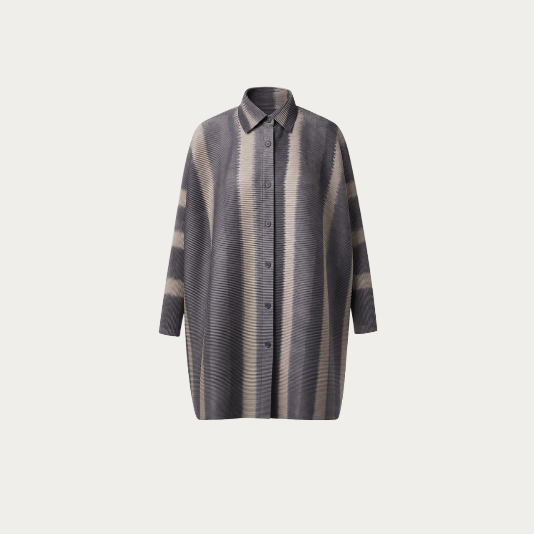 Plissé High-Neck Blouse