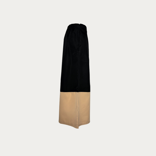 Black & Beige Contrast Wide-Leg Culottes