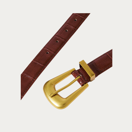 The Brown 2.5cm Croc-Print Retro Belt