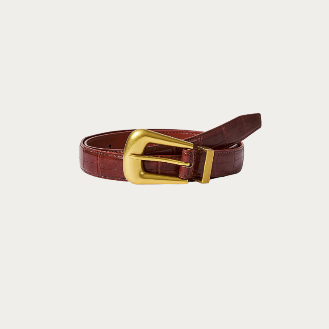 The Brown 2.5cm Croc-Print Retro Belt