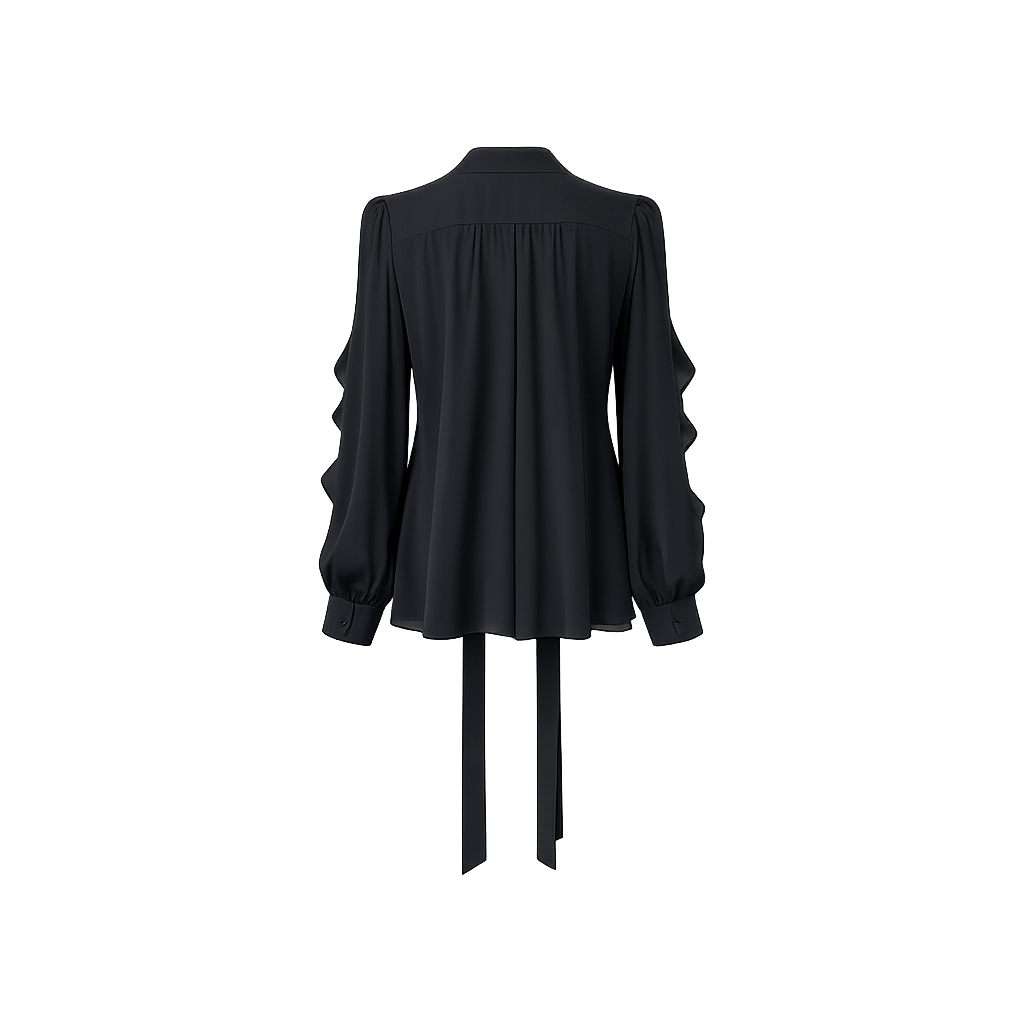 The Midnight Cascade Ruffle Blouse