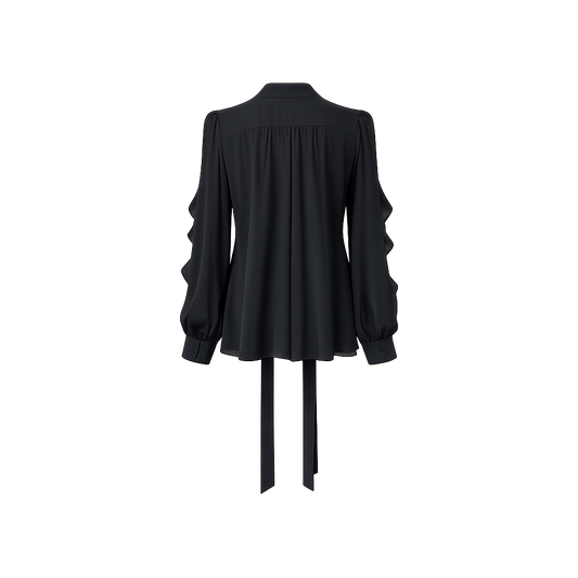 The Midnight Cascade Ruffle Blouse