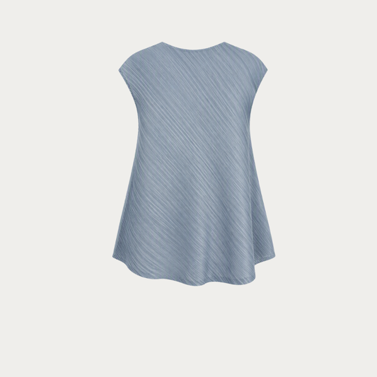 Powder Blue Asymmetric Plissé Blouse