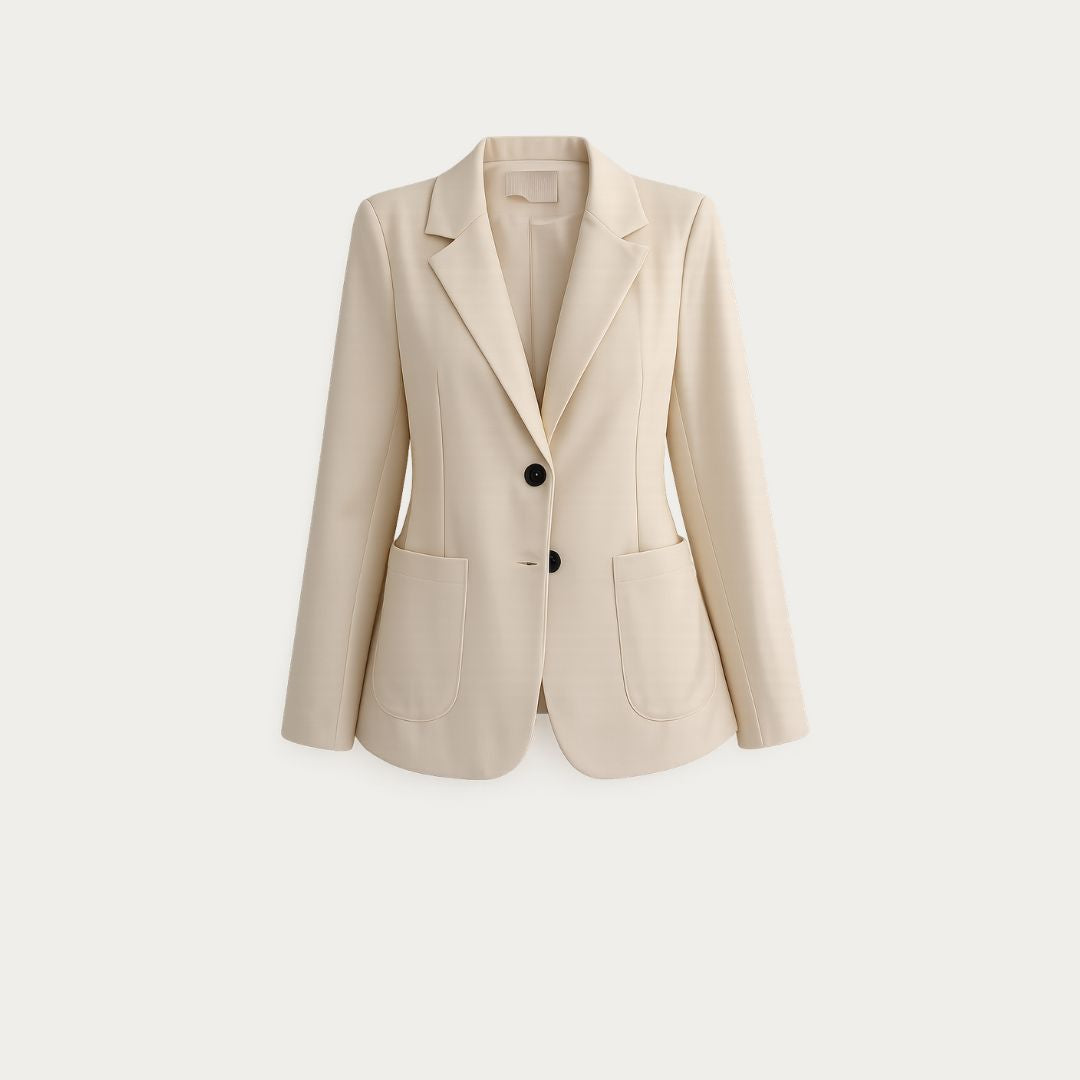 Refined Cream Structured Blazer with Shoulder Pads
