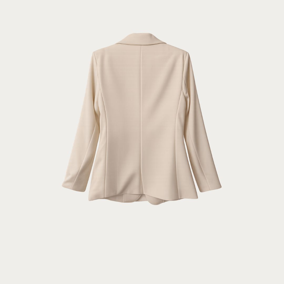 Refined Cream Structured Blazer with Shoulder Pads