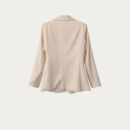 Refined Cream Structured Blazer with Shoulder Pads