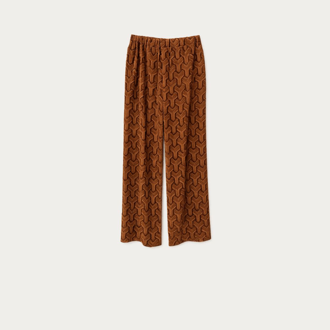 Textured Rust Wide-Leg Pants