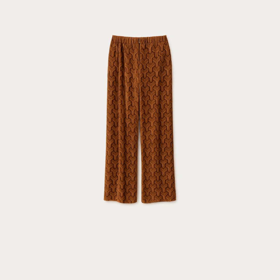 Textured Rust Wide-Leg Pants