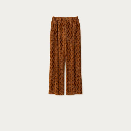 Textured Rust Wide-Leg Pants