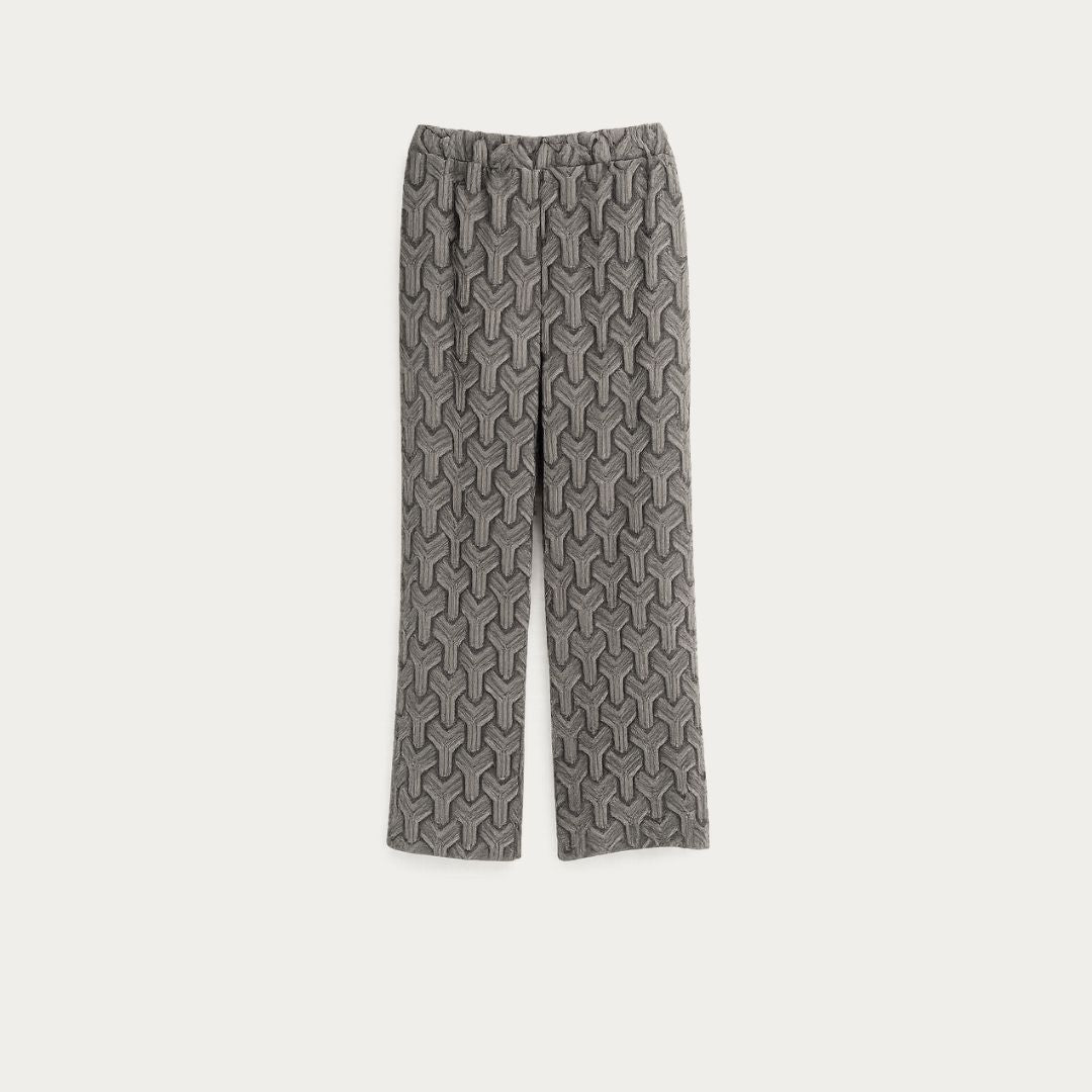 Refined Textured Silver Wide-Leg Pants