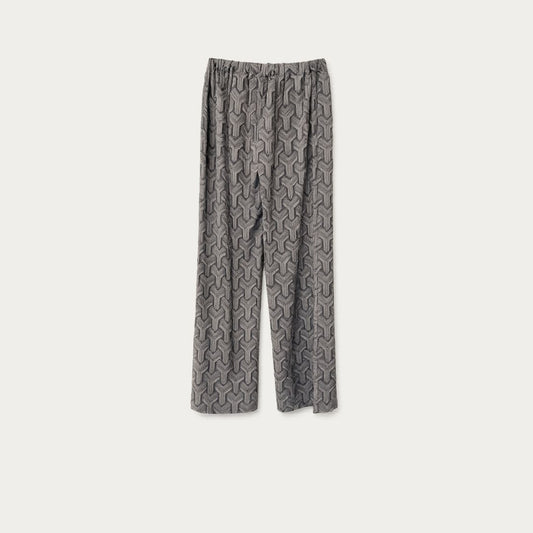 Refined Textured Silver Wide-Leg Pants