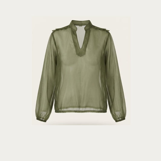 Satin Modal Ruffle Shirt