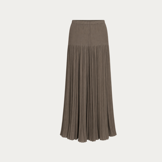 Plissé Chiffon Trousers – Taupe