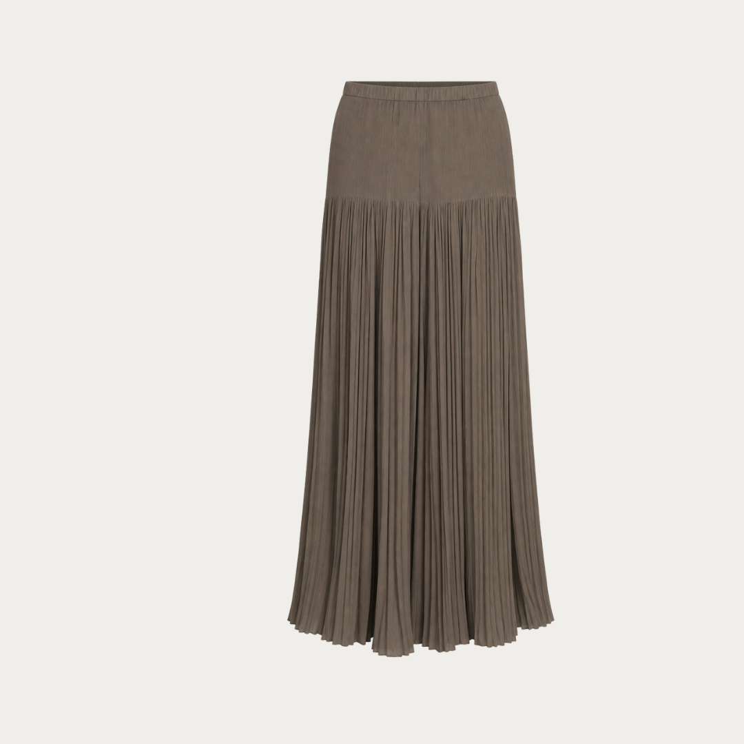 Plissé Chiffon Trousers – Taupe