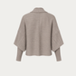 Silver Gray Plissé Cardigan with Structured Sleeves