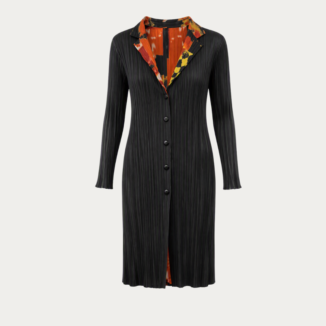 Plissé Reversible Midi-Length Cardigan