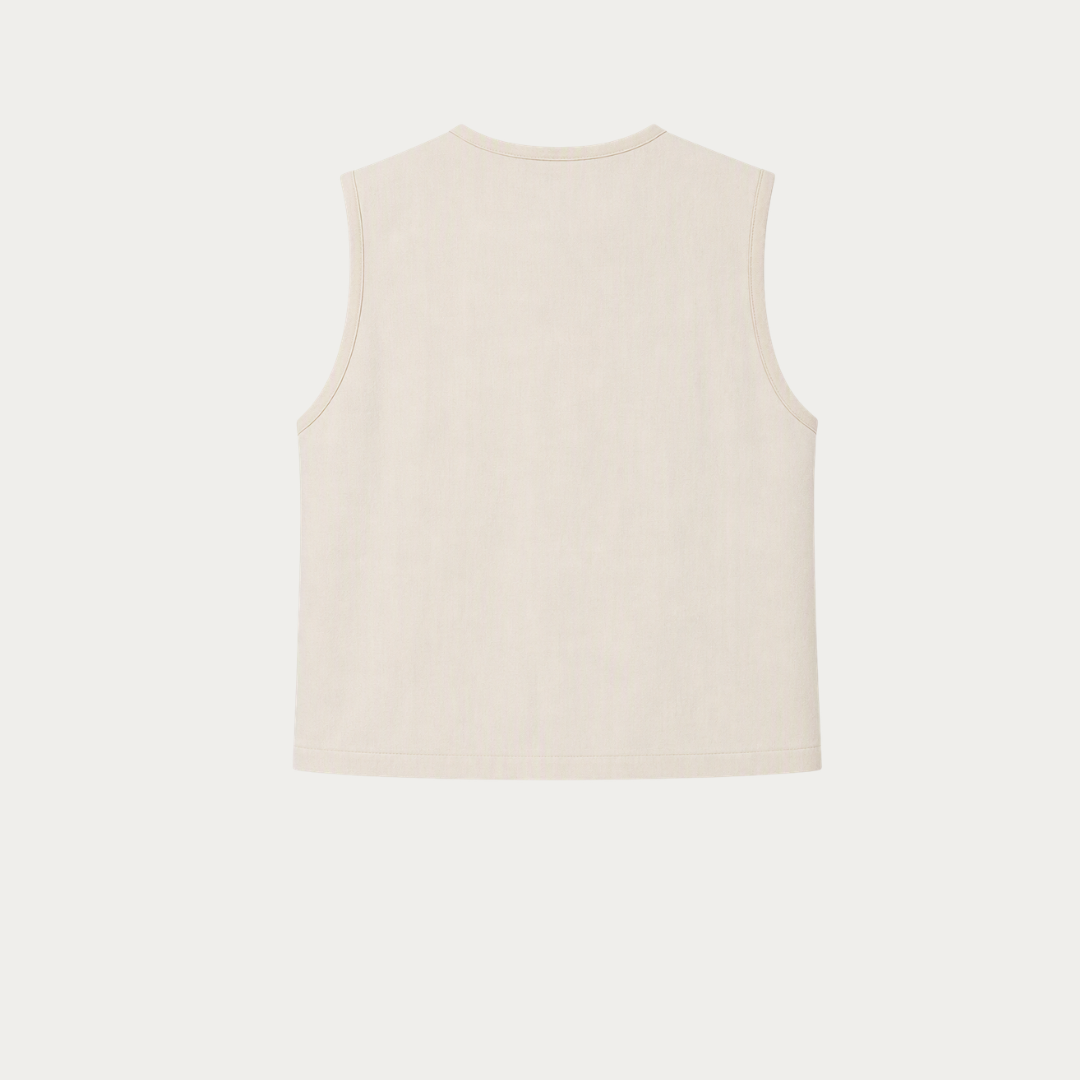 Embroidered Linen Vest with Native-Inspired Pattern
