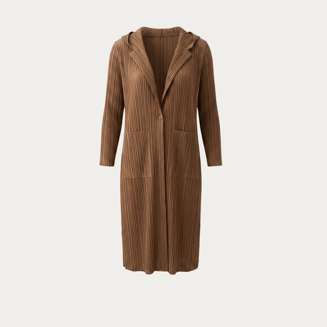 Long Plissé Cardigan with Pockets