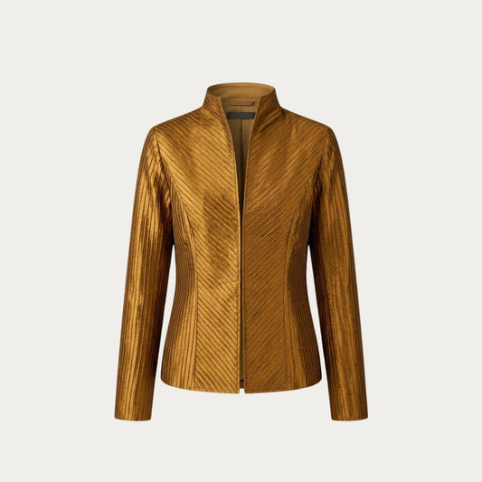 Bronze Mao Collar Boxy Jacket