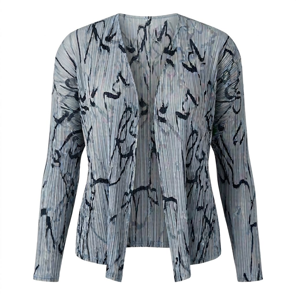 Watercolor Plissé Cardigan